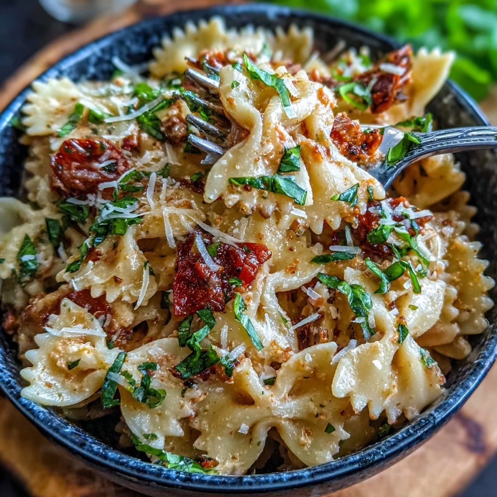 Bow Tie Pasta With Creamy Sun Dried Tomato Sauce
