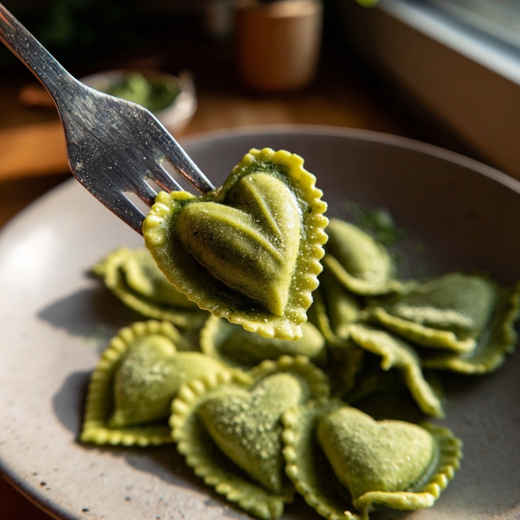 Heart-Shaped Spinach Ravioli