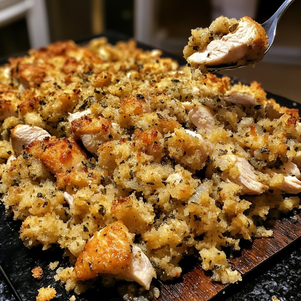 Healthy Crockpot Chicken and Stuffing